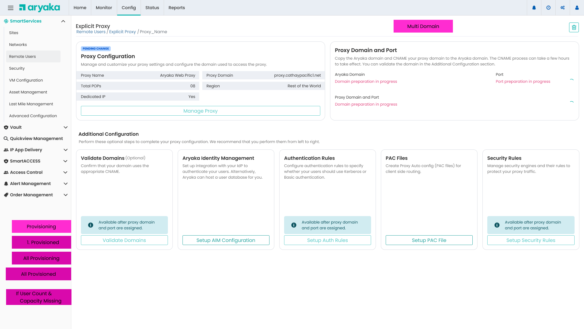 Proxy Configuration with Additional Configuration Cards