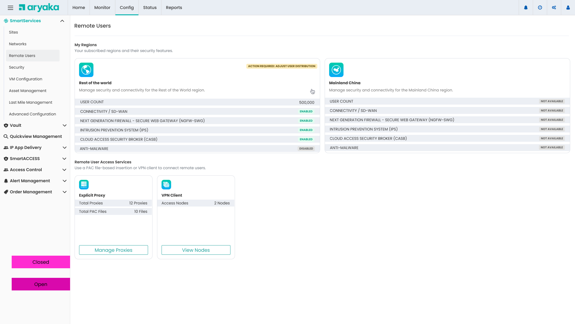 Remote Users Page showing Explicit Proxy and VPN Client options
