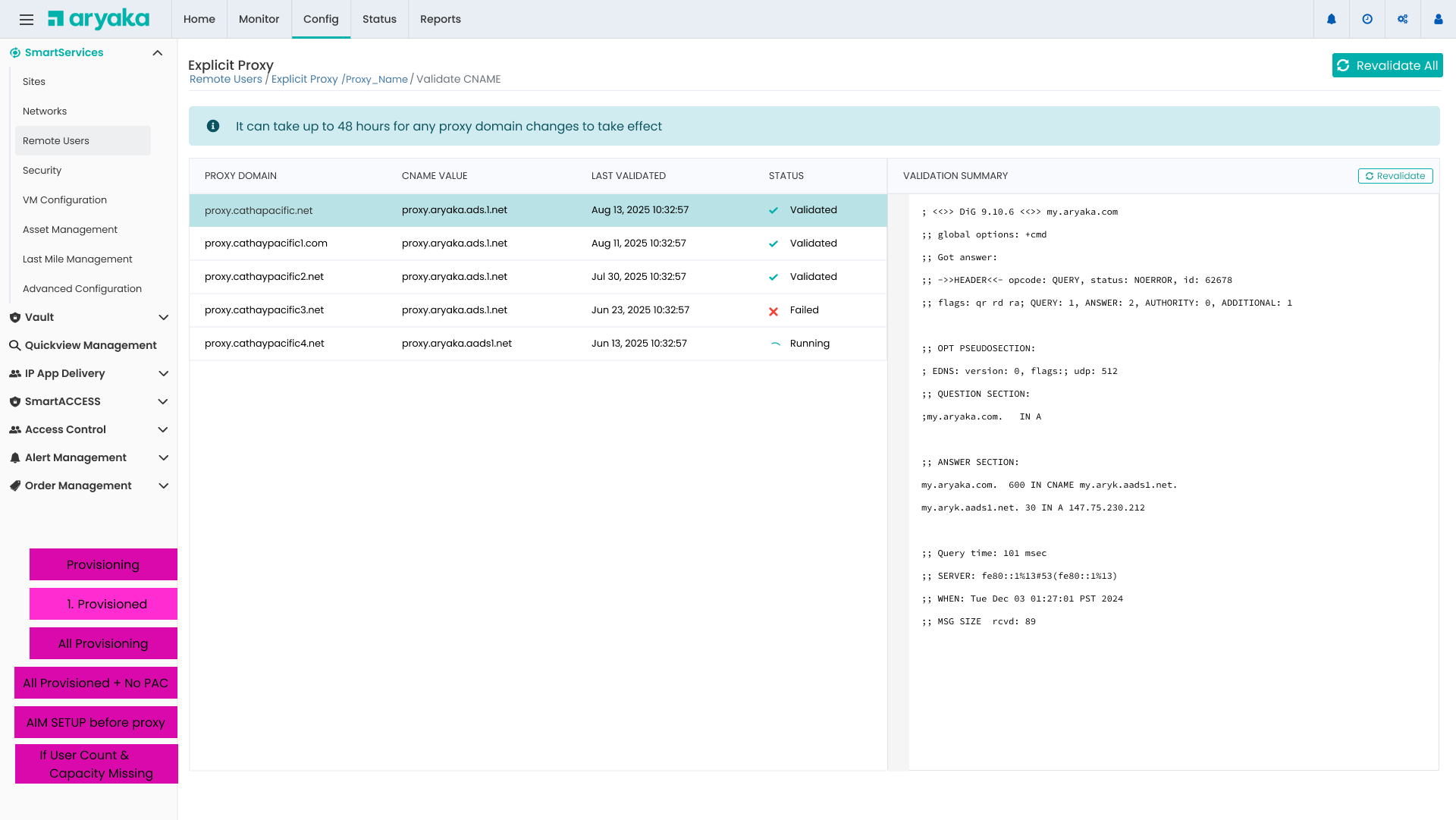 CNAME Validation with DNS Query Results