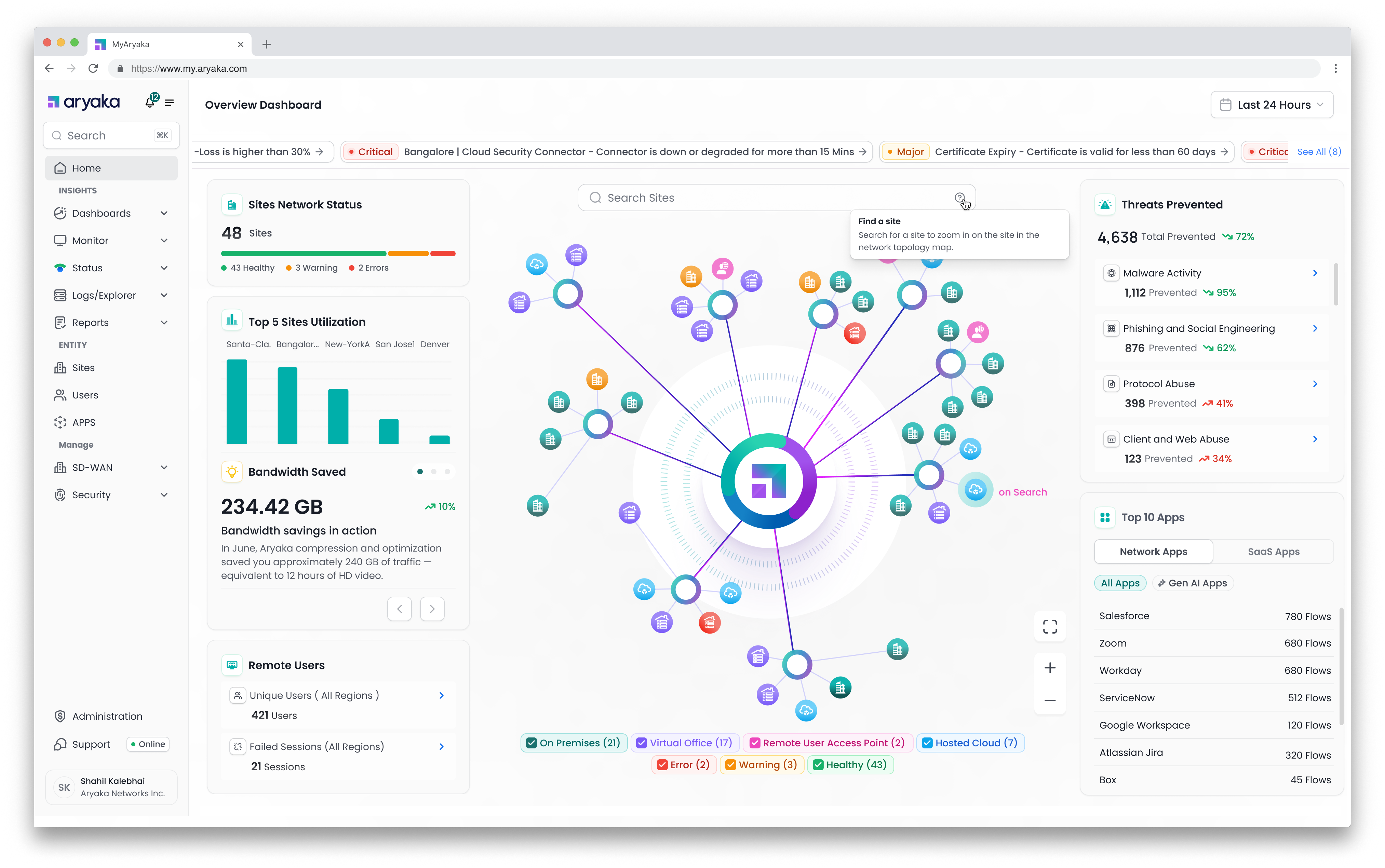 MyAryaka interface showing adaptive design with different states